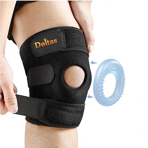 DOLTAS Open Patella Premium Knee Brace with Gel for Knee Pain Men & Women | Enhanced Support for Ligament Tear, Arthritis, Adjustable Bi-Directional Straps, Joint Pain Relief |Universal (Pack of 1)