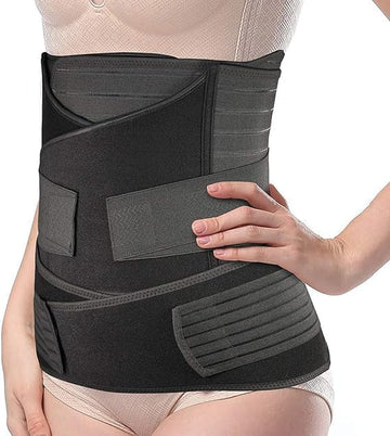 DOLTAS 3-in-1 Post Pregnancy Abdominal Belt for Women – C-Section Abdomen Belt & Belly Wrap for After Delivery Recovery – Adjustable Postpartum Belt, Maternity Belt for Waist, Pelvis & Tummy Support (Free Size) (BLACK)