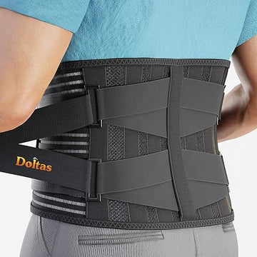 DOLTAS Lumber Sacral Belt for Lower Back Pain Relief LS belt with four Aluminium plates & Adjustable Back support for Men & Women Universal (BLACK) ASIN: B0F5X47NQ4
