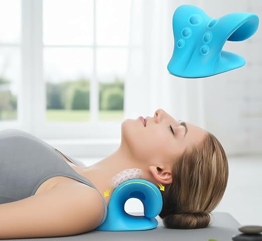 DOLTAS Neck Support Stretcher - Cervical Traction Device for Neck & Shoulder Pain Relief, Massage Relaxer, Acupressure Chiropractic Support (SKY BLUE)
