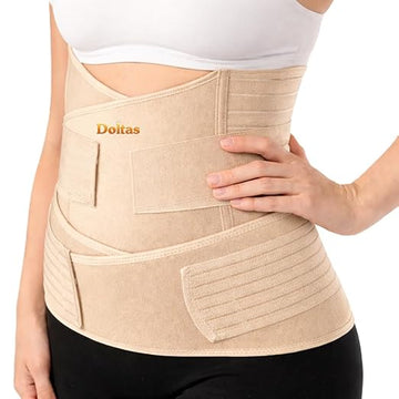 DOLTAS 3-in-1 Post Pregnancy Abdominal Belt for Women – C-Section Abdomen Belt & Belly Wrap for After Delivery Recovery – Adjustable Postpartum Belt, Maternity Belt for Waist, Pelvis & Tummy Support (Free Size) (Beige Skin)