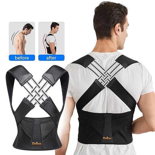 DOLTAS Neoprene X-Cross Posture Corrector Belt Universal Size Shoulder & Back Support Belt | Back Straightener Brace For Spine & Body Posture Correction | Clavicle Support For Unisex | Universal Size