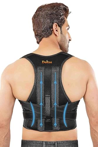 DOLTAS Posture Corrector for Men & Women – Adjustable Back Brace with Lumbar Support, Shoulder Support & Waist Belt for Pain Relief & Better Posture