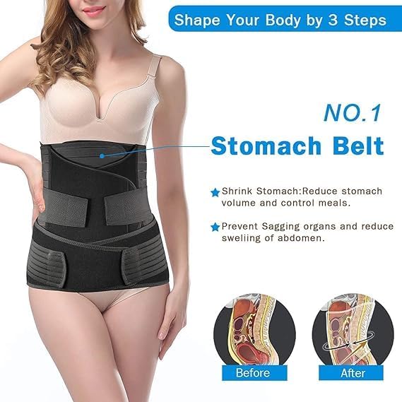 DOLTAS 3-in-1 Post Pregnancy Abdominal Belt for Women – C-Section Abdomen Belt & Belly Wrap for After Delivery Recovery – Adjustable Postpartum Belt, Maternity Belt for Waist, Pelvis & Tummy Support (Free Size) (BLACK)