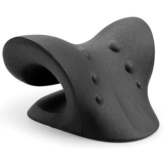 DOLTAS Neck Stretcher for Pain Relief | Cervical Traction Device | Neck & Shoulder Support | Acupressure Massage Relaxer | Chiropractic Spine Alignment Support | Black