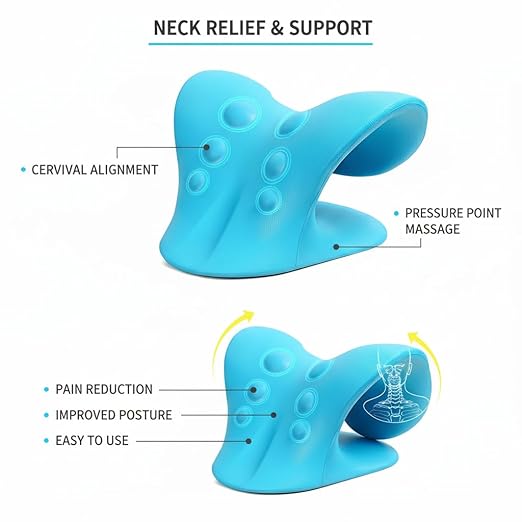 DOLTAS Neck Support Stretcher - Cervical Traction Device for Neck & Shoulder Pain Relief, Massage Relaxer, Acupressure Chiropractic Support (SKY BLUE)