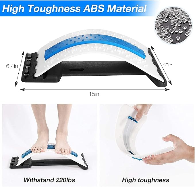 DOLTAS Back Support Stretcher – Spinal Pain Relief & Multi-Level Lumbar Region Support for Lower & Upper Muscle Pain Relief – Manual Massager for Spinal Curve Relaxation | (White)
