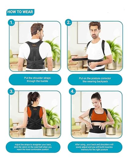 DOLTAS Posture Corrector for Men & Women – Adjustable Back Brace with Lumbar Support, Shoulder Support & Waist Belt for Pain Relief & Better Posture