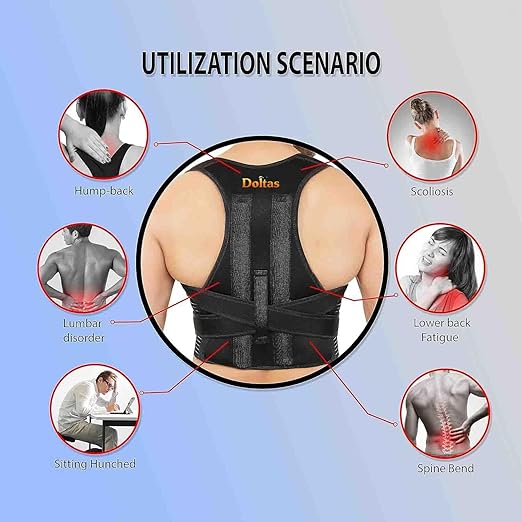 DOLTAS Posture Corrector for Men & Women – Adjustable Back Brace with Lumbar Support, Shoulder Support & Waist Belt for Pain Relief & Better Posture