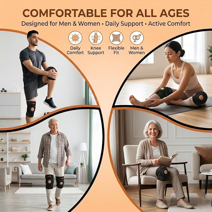 DOLTAS Knee Brace Pair – Compression Knee Cap for Men Pain Relief & Women – Knee Support for Men Gym, Running, Arthritis, Joint Pain, Injury Recovery | (BLACK)