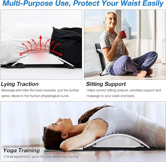 DOLTAS Back Support Stretcher – Spinal Pain Relief & Multi-Level Lumbar Region Support for Lower & Upper Muscle Pain Relief – Manual Massager for Spinal Curve Relaxation | (White)
