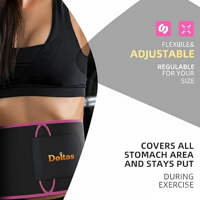 DOLTAS Sweat Slim Belt for Men & Women – Tummy Trimmer for Fat Loss, Stomach Shaping & Workout Support – Adjustable Waist Trainer for Enhanced Sweat & Core