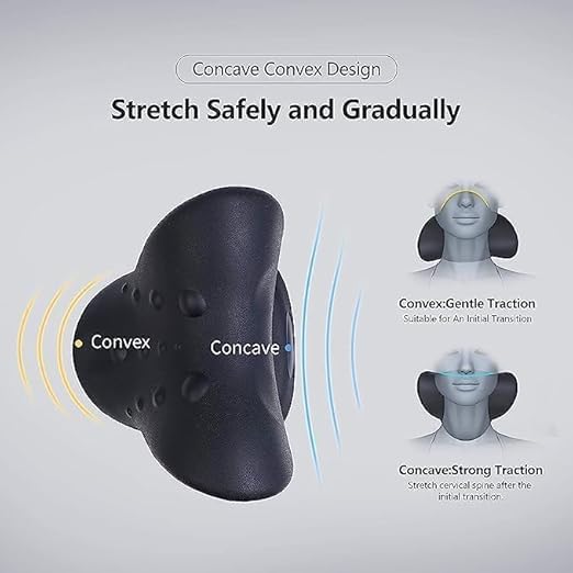 DOLTAS Neck Stretcher for Pain Relief | Cervical Traction Device | Neck & Shoulder Support | Acupressure Massage Relaxer | Chiropractic Spine Alignment Support | Black