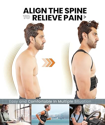 DOLTAS Posture Corrector for Men & Women – Adjustable Back Brace with Lumbar Support, Shoulder Support & Waist Belt for Pain Relief & Better Posture