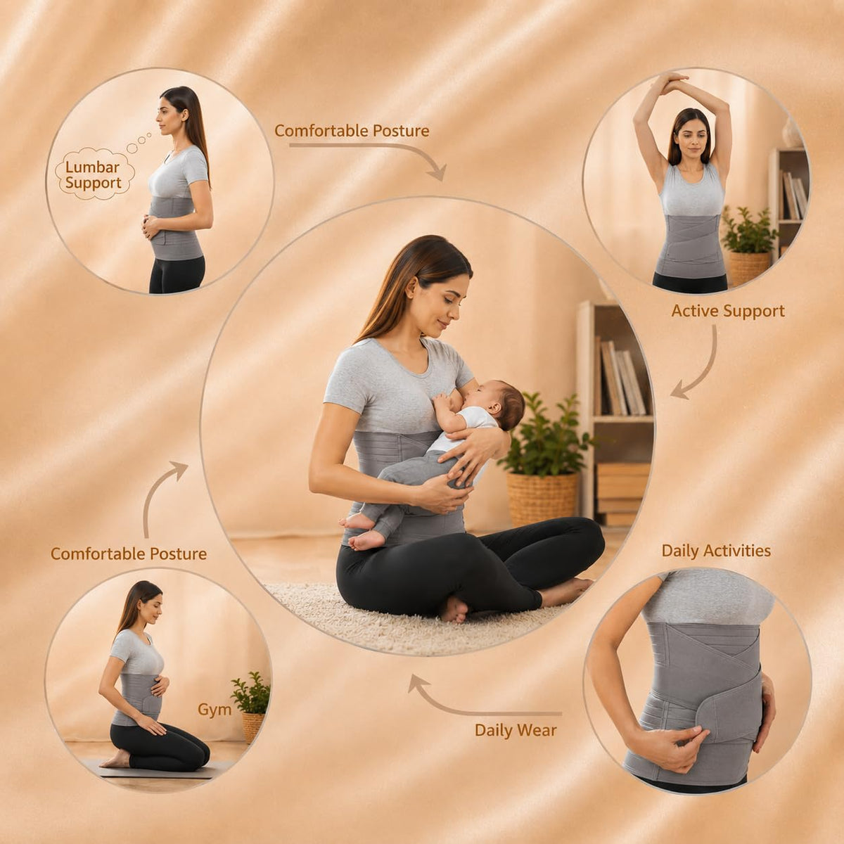 DOLTAS 3-in-1 Post Pregnancy Abdominal Belt for Women – C-Section Abdomen Belt & Belly Wrap for After Delivery Recovery – Adjustable Postpartum Belt, Maternity Belt for Waist, Pelvis & Tummy Support (Free Size) (GREY)
