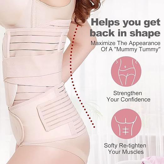 DOLTAS 3-in-1 Post Pregnancy Abdominal Belt for Women – C-Section Abdomen Belt & Belly Wrap for After Delivery Recovery – Adjustable Postpartum Belt, Maternity Belt for Waist, Pelvis & Tummy Support (Free Size) (BEIGE)
