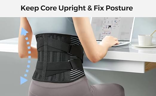 DOLTAS Lumber Sacral Belt for Lower Back Pain Relief LS belt with four Aluminium plates & Adjustable Back support for Men & Women Universal (BLACK) ASIN: B0F5X47NQ4