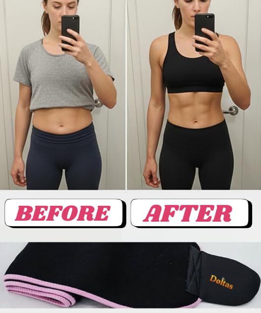 DOLTAS Sweat Slim Belt for Men & Women – Tummy Trimmer for Fat Loss, Stomach Shaping & Workout Support – Adjustable Waist Trainer for Enhanced Sweat & Core