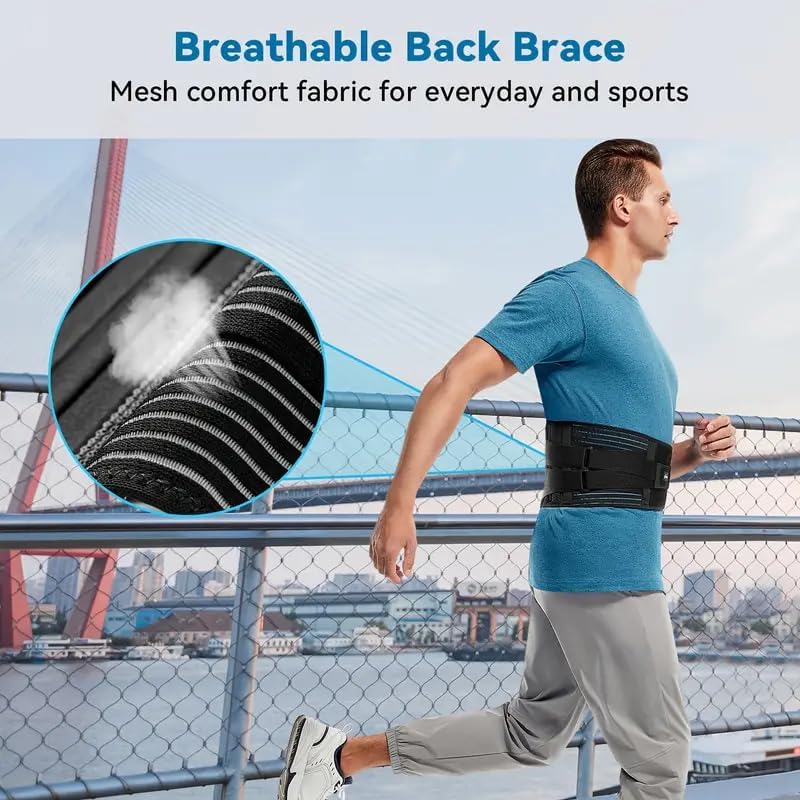 DOLTAS Lumber Sacral Belt for Lower Back Pain Relief LS belt with four Aluminium plates & Adjustable Back support for Men & Women Universal (BLACK) ASIN: B0F5X47NQ4