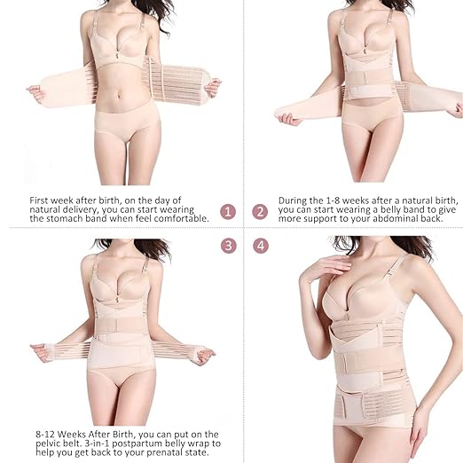 DOLTAS 3-in-1 Post Pregnancy Abdominal Belt for Women – C-Section Abdomen Belt & Belly Wrap for After Delivery Recovery – Adjustable Postpartum Belt, Maternity Belt for Waist, Pelvis & Tummy Support (Free Size) (BEIGE)