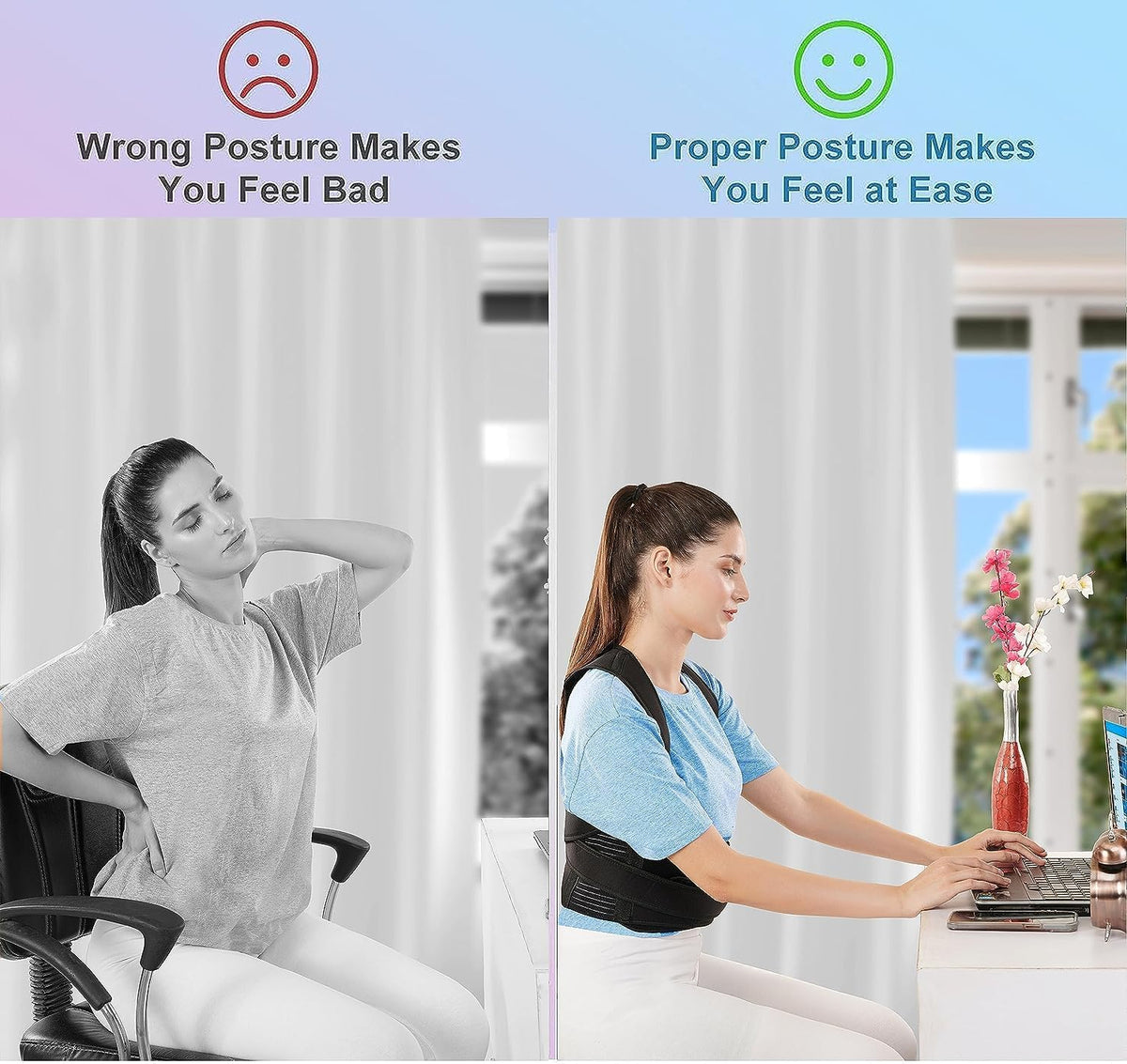 DOLTAS Posture Corrector for Men & Women – Adjustable Back Brace with Lumbar Support, Shoulder Support & Waist Belt for Pain Relief & Better Posture