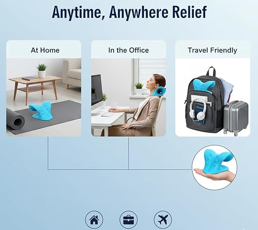 DOLTAS Neck Support Stretcher - Cervical Traction Device for Neck & Shoulder Pain Relief, Massage Relaxer, Acupressure Chiropractic Support (SKY BLUE)